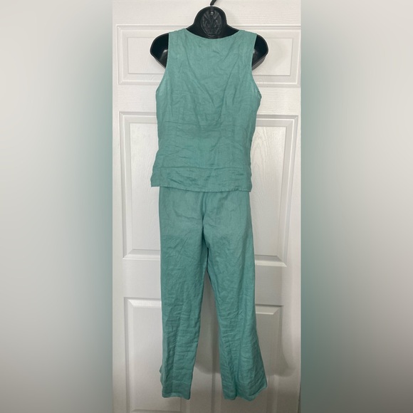 Rafaella Linen Co-Ord Set Tank Top & Wide Leg Pants Size 10 - Picture 2 of 9